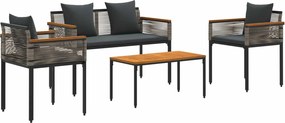 vidaXL Kültéri Bútor Szett 4 pcs Szürke és sötétszürke PE Rattan