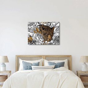Kép - leopárd a virágok között (70x50 cm)