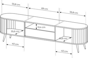 Luvio TV-szekrény 196 cm fiókkal - cremona tölgy