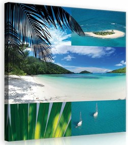 Vászonkép 80x80 Trópusok tengerpart óceán sziget pálmafák nyár nap pihenés