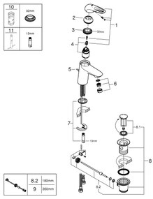 GROHE 33558LS3 - EUROSTYLE mosdócsaptelep, S méret, fehér
