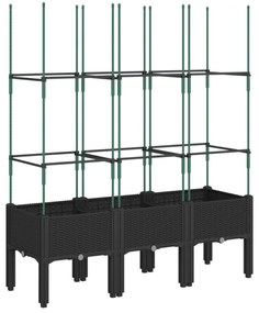 fekete polipropilén rácsos kerti ültetőláda 120 x 40 x 142,5 cm