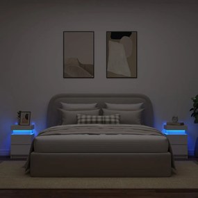 2 db fehér éjjeliszekrény LED-világítással 35 x 39 x 55 cm