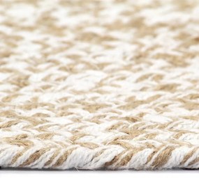 fehér és természetes színű kézzel font jutaszőnyeg 90 cm