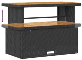 10 Darabos Kertiszófa Szett Párnákkal Fekete Poli Rattan Akáciával, 4 Darabos Kerti Étkező Szett Párnákkal Fekete Poli Rattan Akáciával