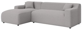 Világosszürke kordbársony sarokkanapé (bal oldali-heverő résszel) Martin – Ropez