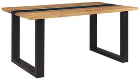 Világos Fa Étkezőasztal Epoxi Gyantával 160 x 90 cm  Beliani