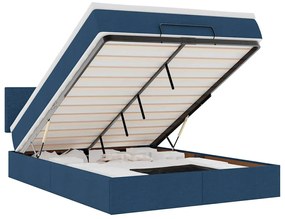 Ottomán ágy matraccal &amp; LED kék 140x190 cm szövet