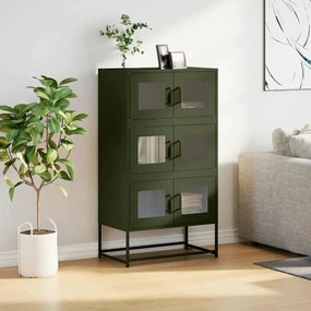 Highboard olívazöld 68x39x123 cm Acél
