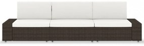vidaXL 3 személyes barna elemes polyrattan kanapé
