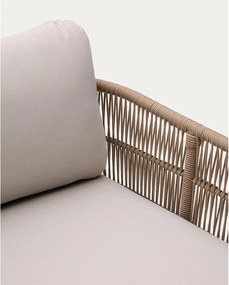 Krémszínű-natúr színű kétszemélyes tömörfa kerti napozóágy Catalina – Kave Home