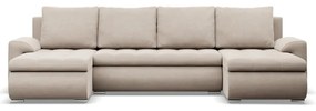 Tokio U alakú sarokkanapé, 3 ágyneműtartóval, bársony, univerzális oldal, bézs
