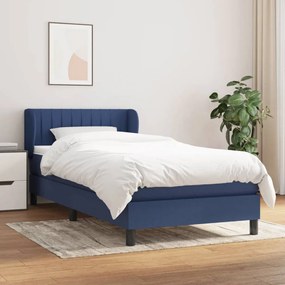 kék szövet rugós ágy matraccal 90 x 190 cm
