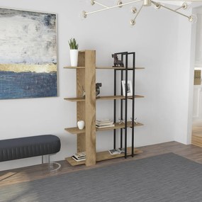 Onno könyvespolc, tölgy-fekete, 120 cm