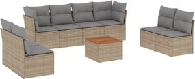 vidaXL 9 részes vegyes bézs polyrattan kerti ülőgarnitúra párnákkal