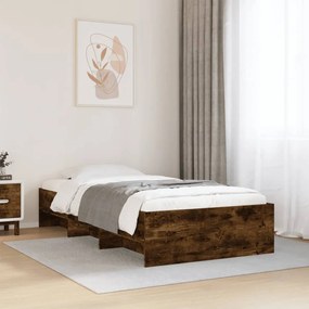füstös tölgy színű szerelt fa ágykeret matrac nélkül 90x200 cm