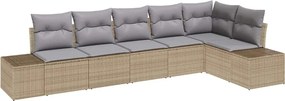 vidaXL Kerti Kanapé Szett 6 pcs Beige és Világosszürke polirattan