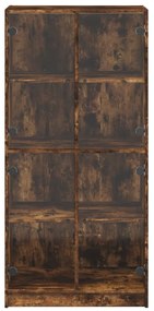 füstös tölgy színű magasszekrény ajtókkal 68x37x142 cm