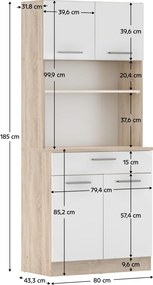 Négyajtós szekrény, sonoma tölgy/fehér, DOMIS NEW