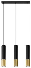 Sollux SL.0954 - Csillár zsinóron LOOPEZ 3xGU10/10W/230V fekete/arany