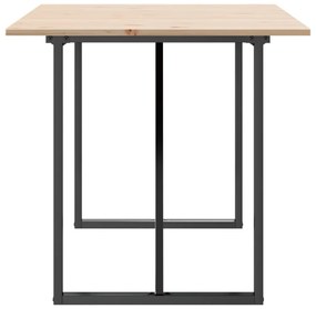Tömör fenyőfa és acél étkezőasztal O-vázzal 160x80x75 cm