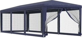 vidaXL kék HDPE rendezvénysátor 8 hálós oldalfallal 3x9 m