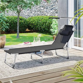 LAGUNA kerti napozóágy állítható napellenzővel, 193x53x29cm, fekete SongmicsHome