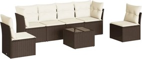 vidaXL 7 részes barna polyrattan kerti ülőgarnitúra párnákkal