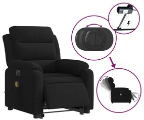 elektromos felállást segítő fekete bársony masszázsfotel