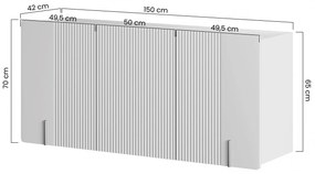 Malmi fali komód 150 cm - kasmír / arany