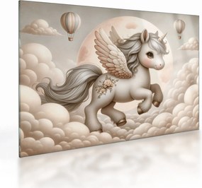 Üveg kép - Egyszarvú a felhőkben (70x50 cm)