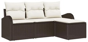 vidaXL Kerti Kanapé Szett Barna polirattan