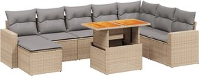 vidaXL 9 részes bézs polyrattan kerti ülőgarnitúra párnákkal