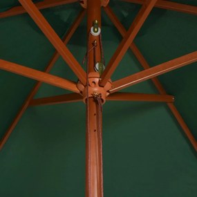zöld napernyő fa rúddal 200 x300 cm