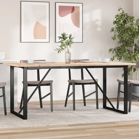 Tömör fenyőfa és acél étkezőasztal O-vázzal 180x90x75,5 cm
