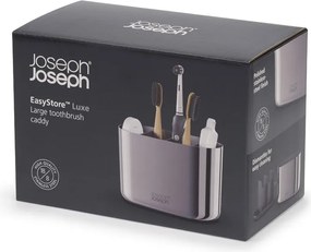 Fényes ezüstszínű rozsdamentes acél fogkefetartó állvány EasyStore Luxe – Joseph Joseph
