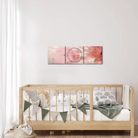 Kép - Rózsaszín absztrakt (órával) (90x30 cm)