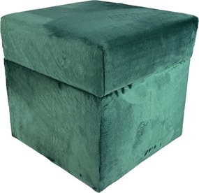 Négyzet alakú nyitható puff velvet minky szín sötét zöld
