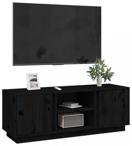 fekete tömör fenyőfa TV-szekrény 110x35x40,5 cm