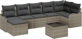 vidaXL Kerti Kanapé Szett 8 pcs Szürke polirattan
