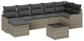 vidaXL Kerti Kanapé Szett 8 pcs Szürke polirattan