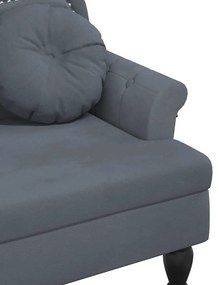 sötétszürke bársony pad párnákkal 120,5 x 65 x 75 cm