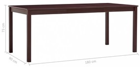 sötétbarna fenyőfa étkezőasztal 180 x 90 x 73 cm