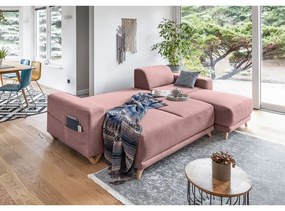 Rózsaszín kinyitható-tárolóhelyes sarokkanapé Classy Sophie – Miuform