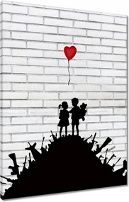 Vászonkép 60x80 Banksy Hegyi fegyver léggömb