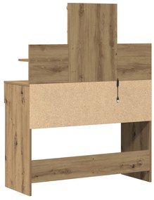 Sminkasztal LED világítással, Kézműves tölgy, 100x40x130 cm
