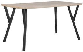 Egyedi Világos Fa Asztal Fekete Lábazattal 140 x 80 cm BRAVO Beliani