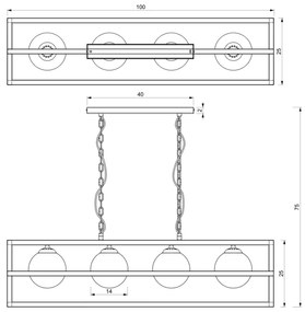 Csillár láncon DIEGO 4xE14/40W/230V fekete