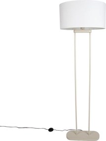 Vloerlamp beige met linnen witte kap ovaal 50cm - Thijmen