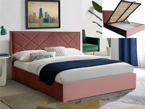 Magia Velvet ágyneműtartós ágykeret rózsaszín 160cm